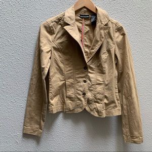 DKNY Tan Structured cotton khaki Blazer Sz S business casual summer Safari coat